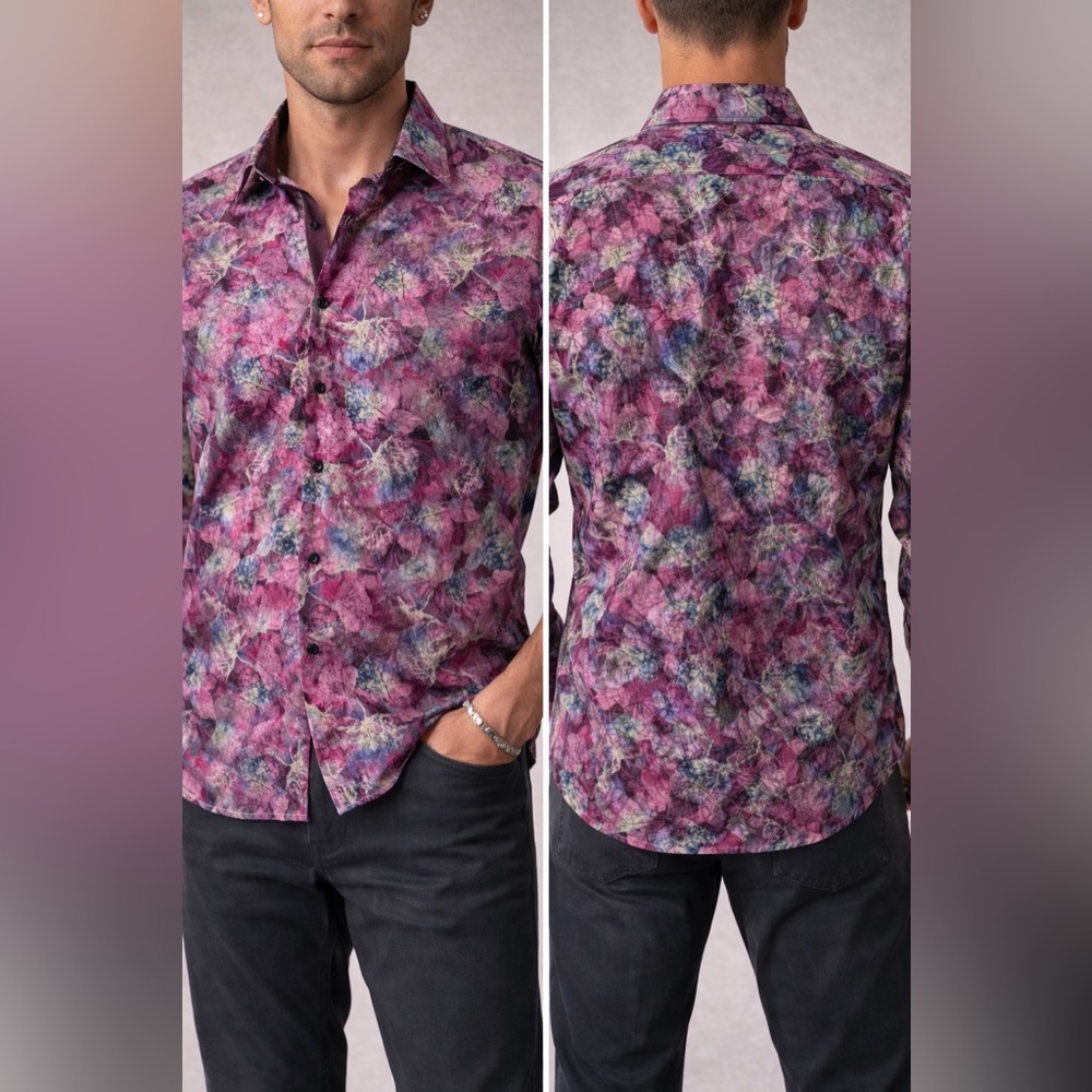 Floral Long Sleeve Shirt by Cigar 100% fine light cotton